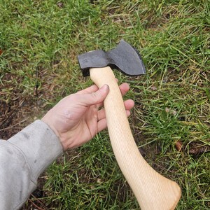 Hand Forged Carving Axe Sloyd Greenwood Carving 1080 High Carbon Steel, Ash Wood Handle image 4