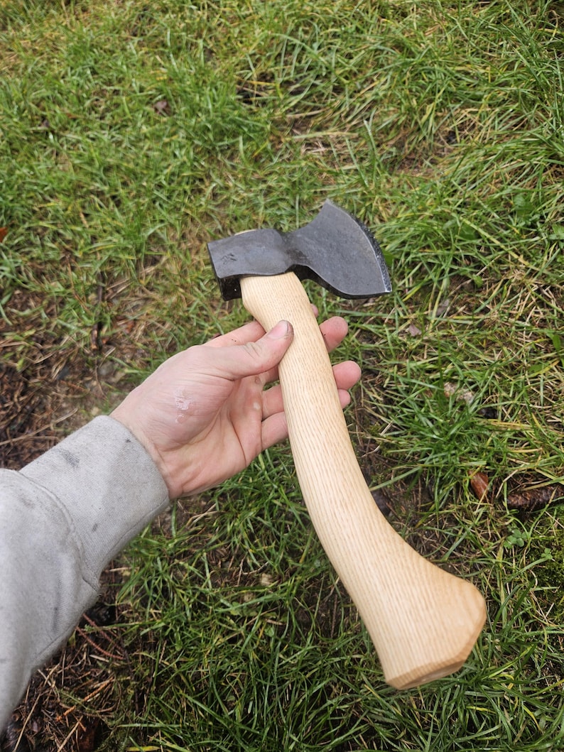 Hand Forged Carving Axe Sloyd Greenwood Carving 1080 High Carbon Steel, Ash Wood Handle image 4