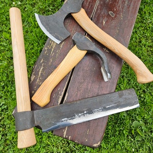 Hand Forged Woodworking Kit - Starting Set including Froe, Carving Axe, Adze, Great for Beginners or Pros Sloyd Spoon Froe Adze Axe Chisel