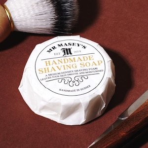 Solid Shaving Soap Bar - Handmade, Plastic & Palm Oil Free with Grapefruit Essential Oil for The Ultimate Traditional Shave by Mr Masey&#39;s