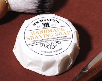 Solid Shaving Soap Bar - Handmade, Plastic & Palm Oil Free with Grapefruit Essential Oil for The Ultimate Traditional Shave by Mr Masey&#39;s