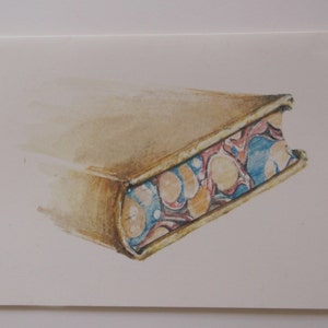 Greeting card. Library book with marbled book edges