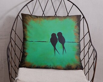 Birds On Wire Pillow Etsy
