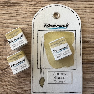Golden Green Ocher Handmade Watercolor Paint (Half Pan)