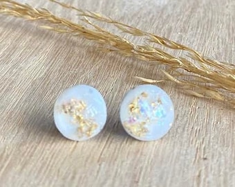 earrings, stud earrings, resin stud earrings, white studs, 10mm stud resin earrings, resin earrings, Gift for Her, Gift for Mom, white studs