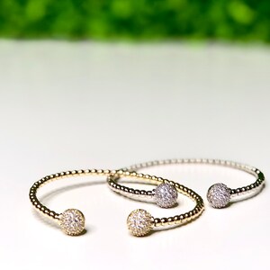 Silver Bangle Cubic Zirconia Bracelet