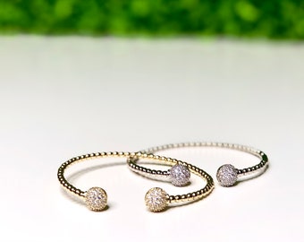 Silver Bangle Cubic Zirconia Bracelet
