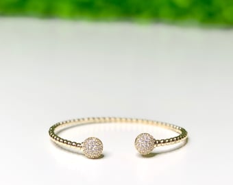 Gold Bangle Cubic Zirconia Fashion Jewelry