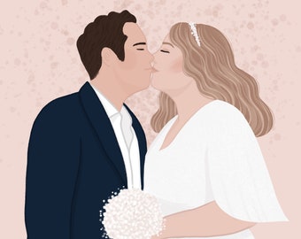 Custom Portrait Illustration  | Art print, Illustration print, Body Positive Art, Wedding gift, Family portrait