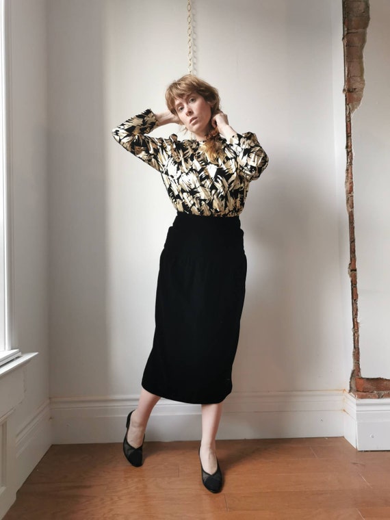 80s Velvet + Gold Lamé Midi Gown // S-M