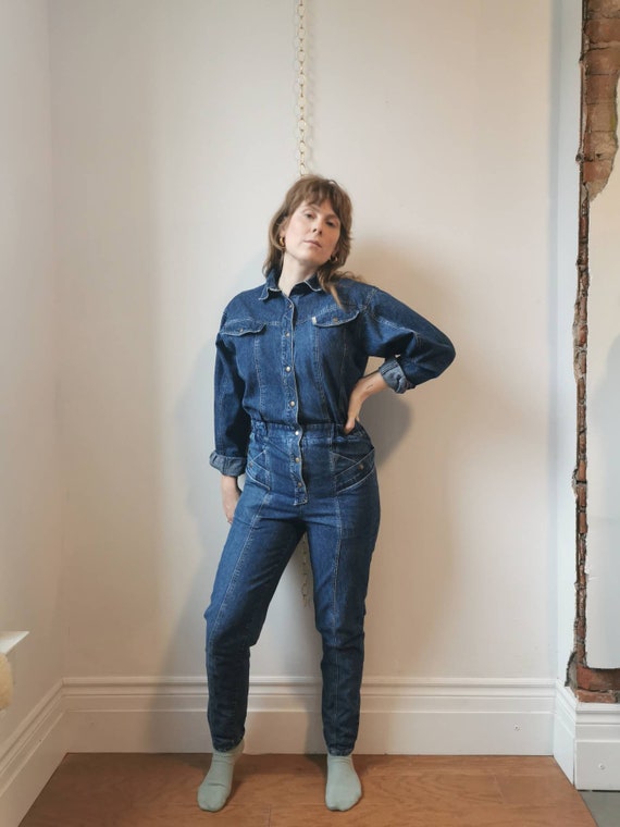 80s Denim Jumpsuit // S-M