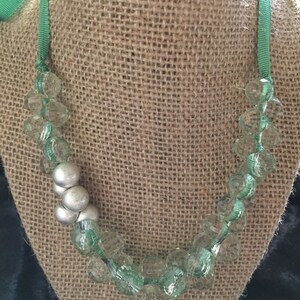 VERY VICTORIAN: Beribboned Crystal and Faux Pearl Bead Choker image 1