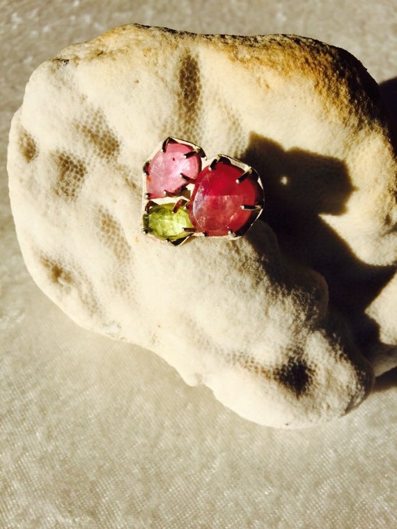 PRETTY in PINK SAPPHIRES and Sterling Silver Ring - image 2