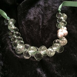 VERY VICTORIAN: Beribboned Crystal and Faux Pearl Bead Choker image 5