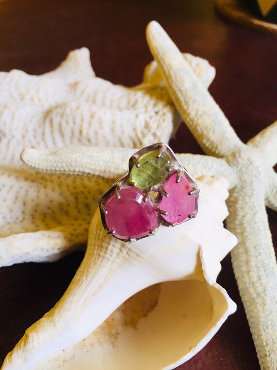 PRETTY in PINK SAPPHIRES and Sterling Silver Ring - image 3