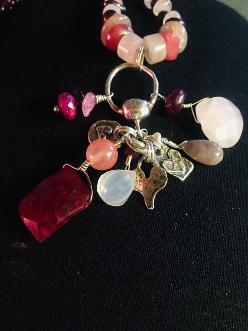 Rubies and More One-of-a-Kind BoHo Necklace. Vintage Garnets REGAL REDS