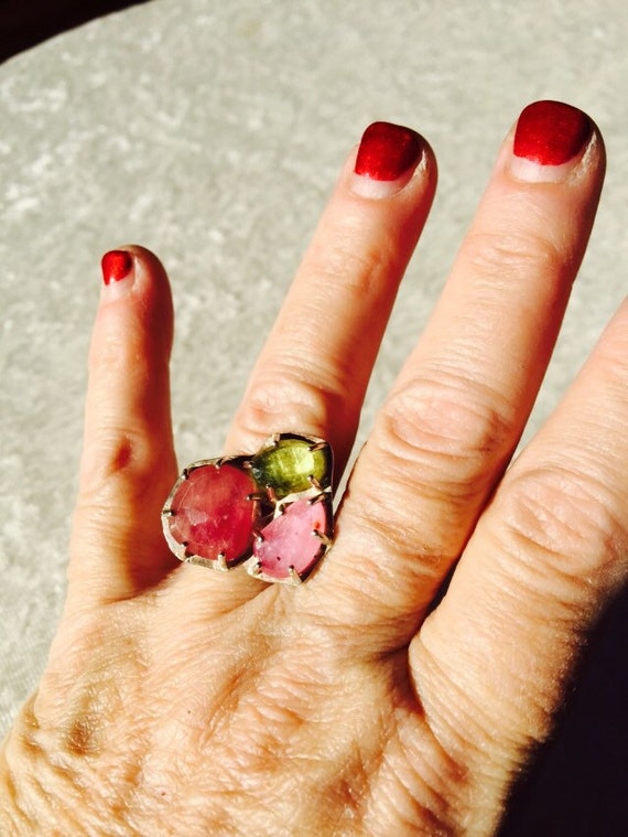 PRETTY in PINK SAPPHIRES and Sterling Silver Ring - image 4