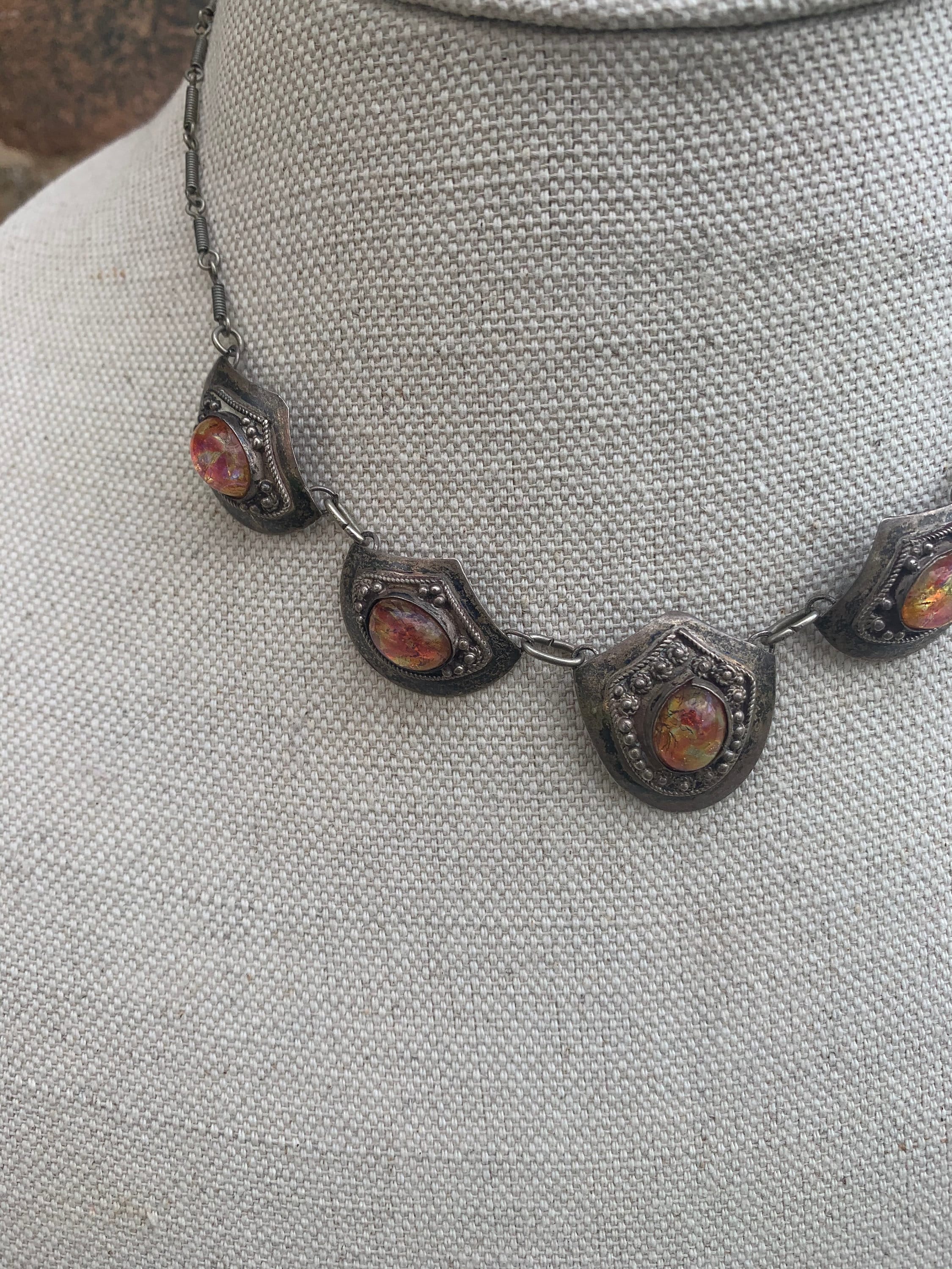 Vintage Israel 935 Art Glass Necklace Etsy