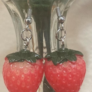 strawberry earrings- cute fruit dangle earrings