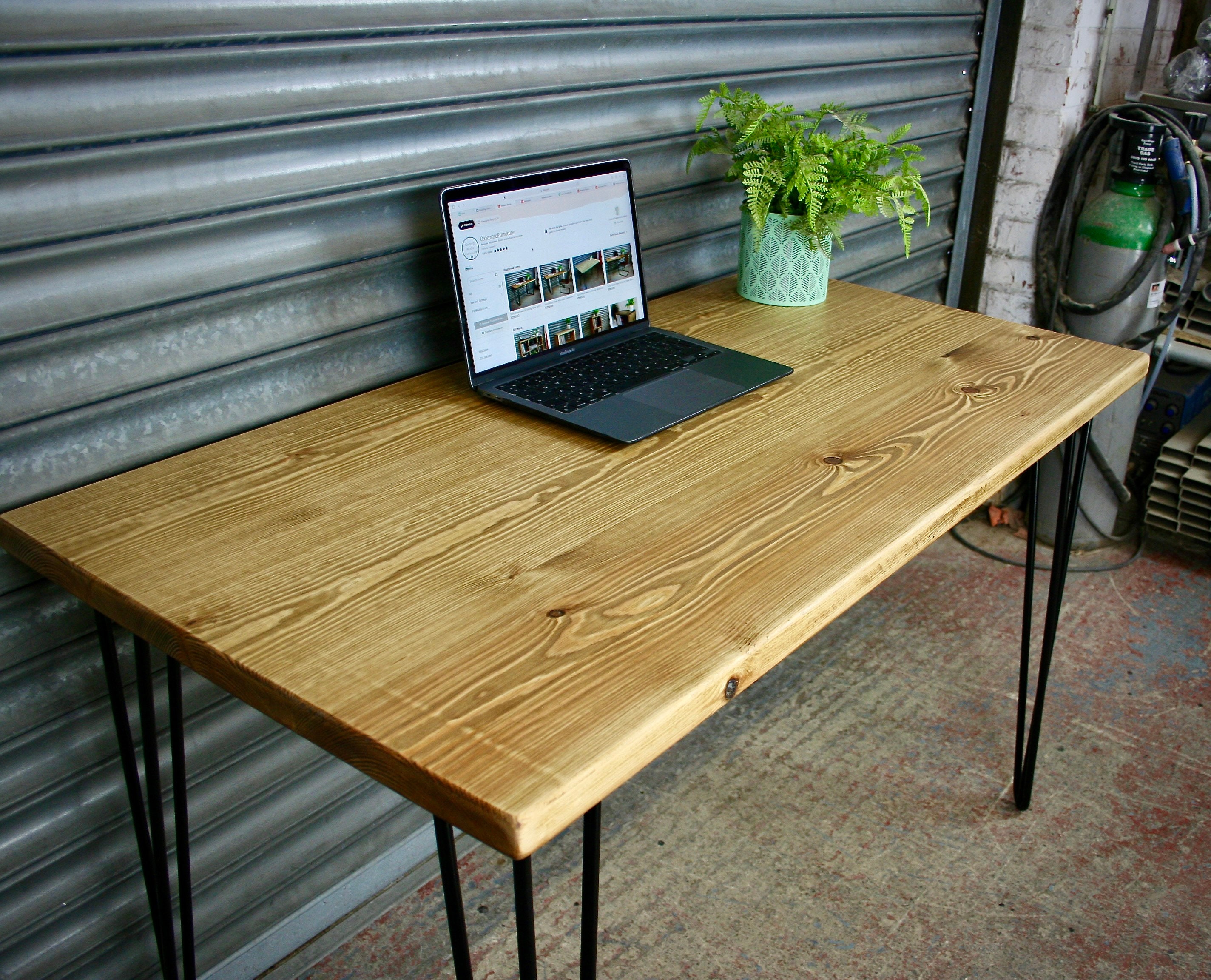 Solid Wood Desk or Dining Table With Steel Hairpin Legs. Made - Etsy UK