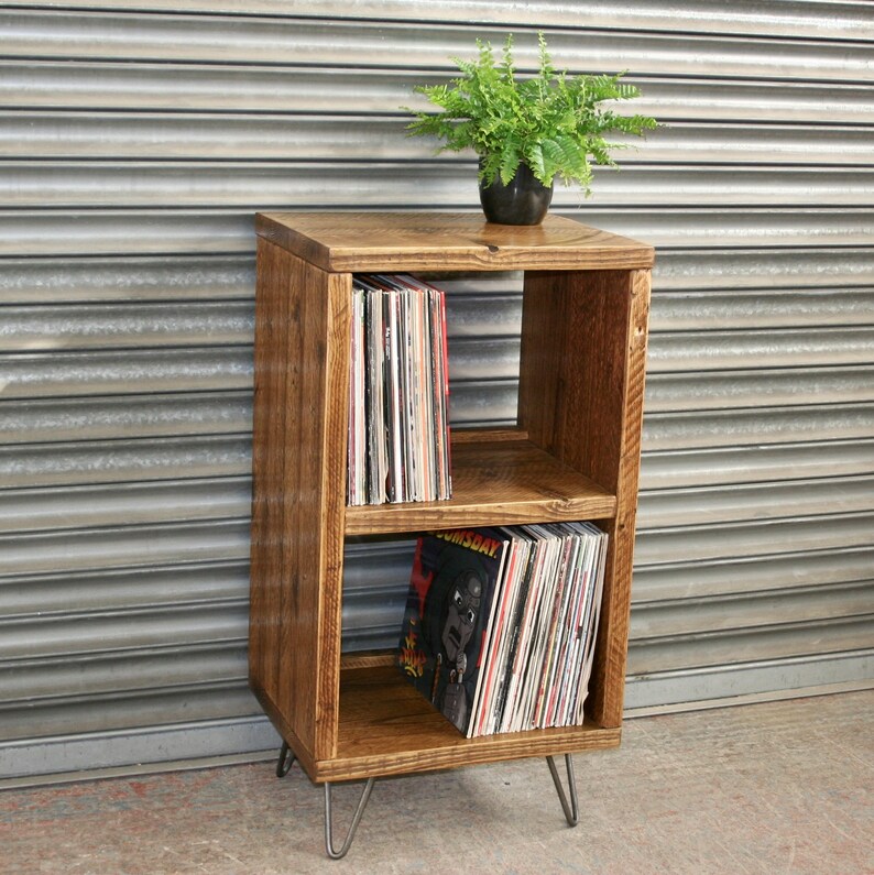 Rustic Industrial Record Player Stand Vinyl Unit LP Storage Etsy
