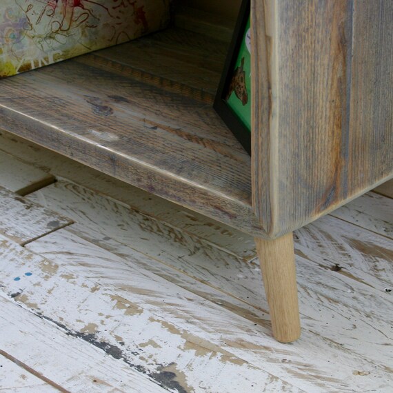 Reclaimed Wood Scaffold Board Record Player Stand Tv Unit Vinyl Turntable Storage