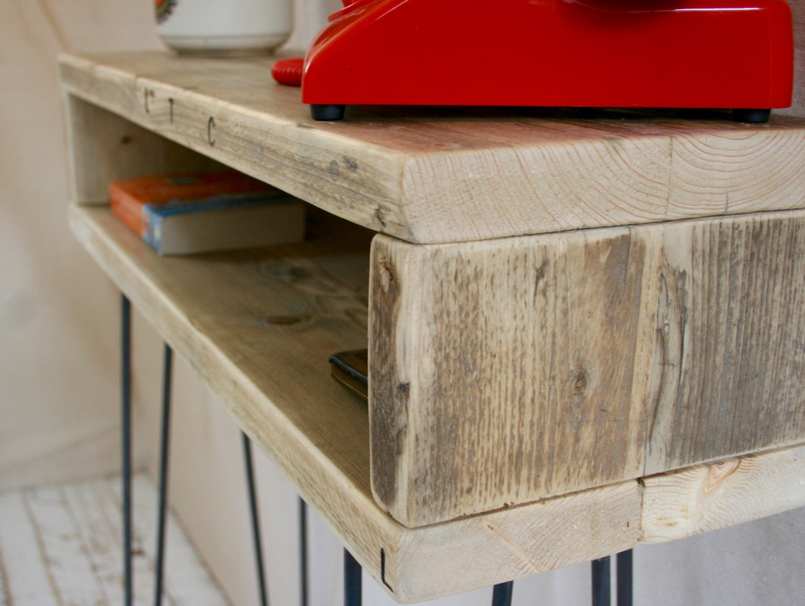 Reclaimed Wood Hairpin Leg Console Table Etsy