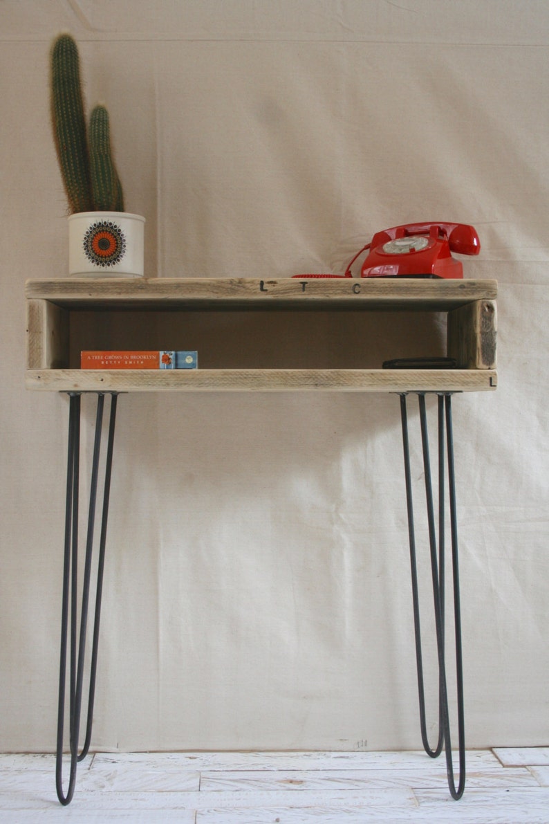Reclaimed Wood Hairpin Leg Console Table Etsy
