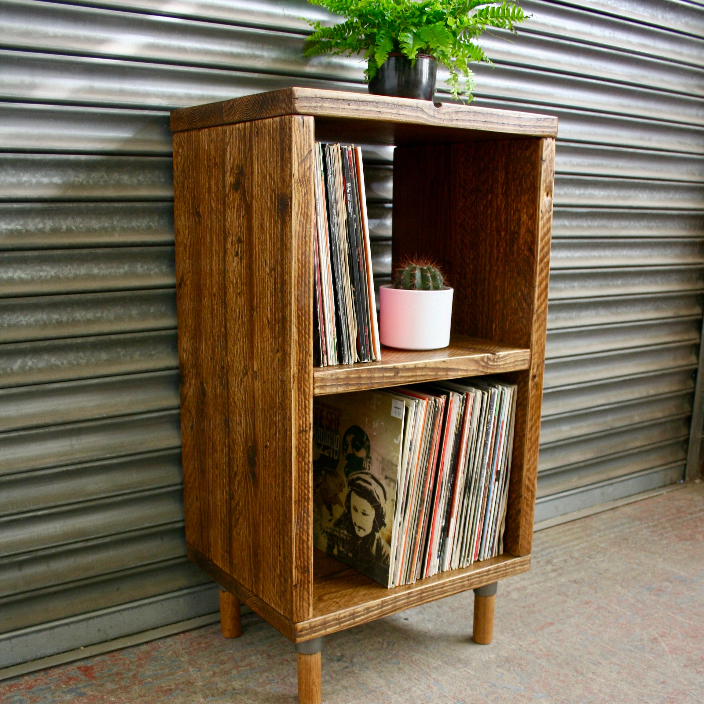 Rustic Industrial Record Player Stand Vinyl Unit LP Storage Etsy UK
