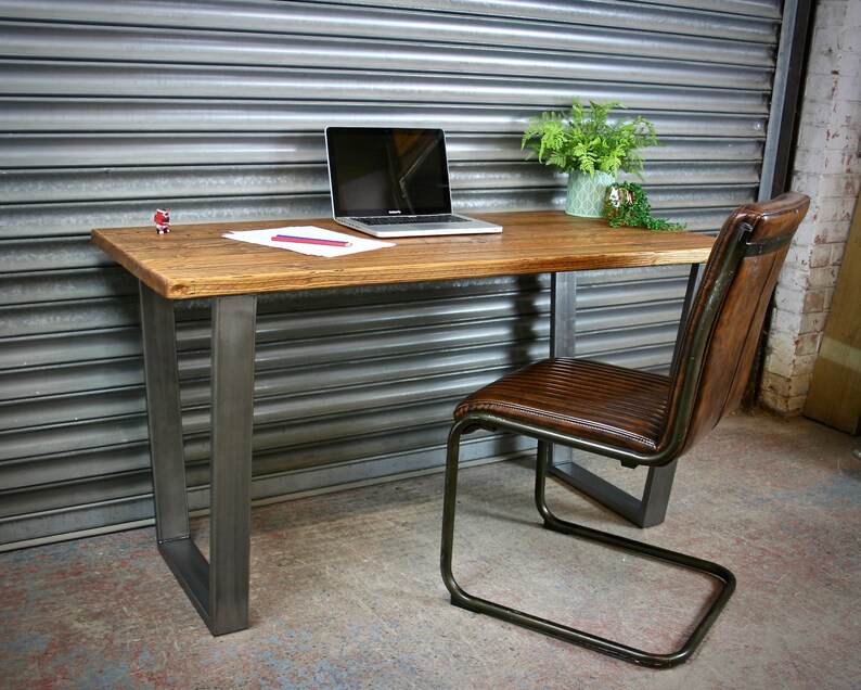 Solid Wood Desk or Dining Table With Industrial Steel Vframe Etsy UK