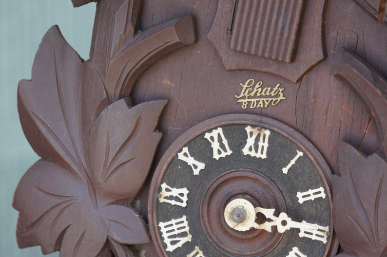 Vintage Schatz 8 Day Cuckoo Clock Maple Leaf with Blue Bird Etsy