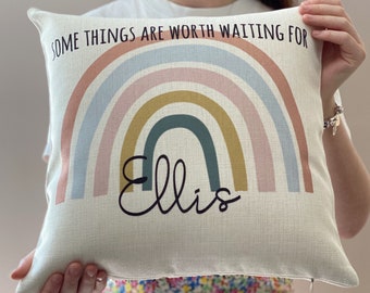 Rainbow baby pillow | Etsy Birth Announcement PillowFREE SHIPPING