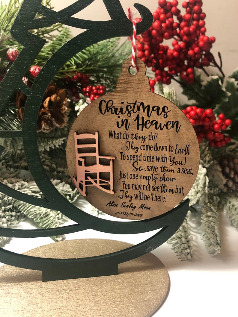 Christmas in Heaven/Custom Personalized Christmas Ornaments/Wood Christmas Ornament/Christmas Memories/Commemorative Keepsake image 8