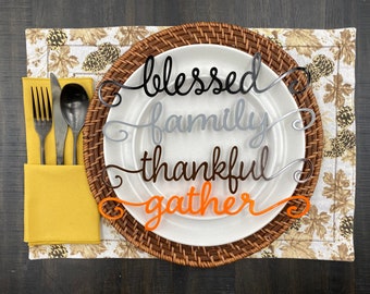 Acrylic Laser Cut Words/Plate Setting/Thanksgiving Signs/Words/Plate Ornament/Table Decorations/Holiday Décor/Personalized Dinner Table