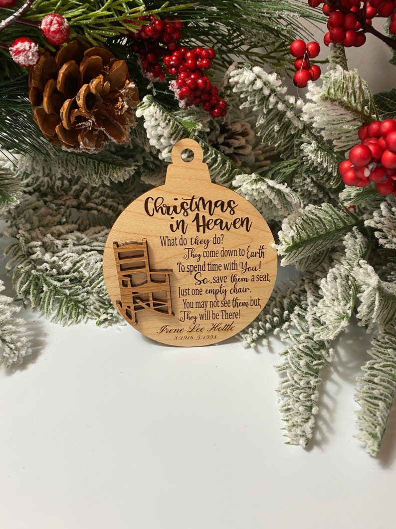 Christmas in Heaven/Custom Personalized Christmas Ornaments/Wood Christmas Ornament/Christmas Memories/Commemorative Keepsake imagem 4