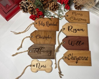 Name Tag/Wooden Stocking Tag/Holiday Tag/Plate Ornament/Christmas Words/Christmas Decorations/Present Label/Gift Hanger