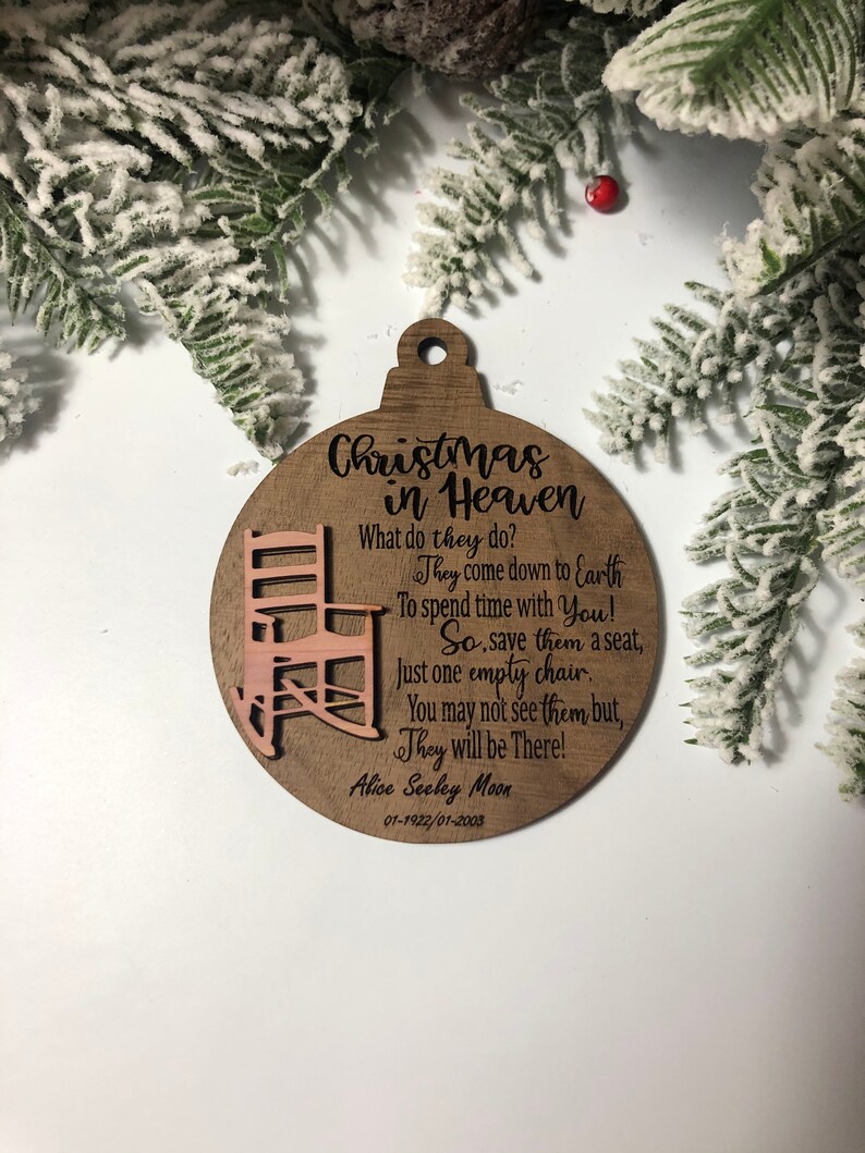 Christmas in Heaven/Custom Personalized Christmas Ornaments/Wood Christmas Ornament/Christmas Memories/Commemorative Keepsake image 2