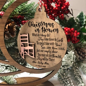 Christmas in Heaven/Custom Personalized Christmas Ornaments/Wood Christmas Ornament/Christmas Memories/Commemorative Keepsake image 1