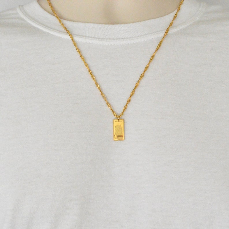 South African Krugerrand Bar Necklace Pendant 24k Gold Plated - Gold Pendant Necklace South Africa South African Krugerrand Bar Necklace Pendant 24k Gold Plated - Gold Pendant Necklace South Africa