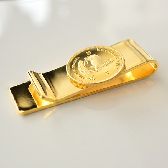 Gold Coin Money Clip Coin Medallion South African Krugerrand Etsy