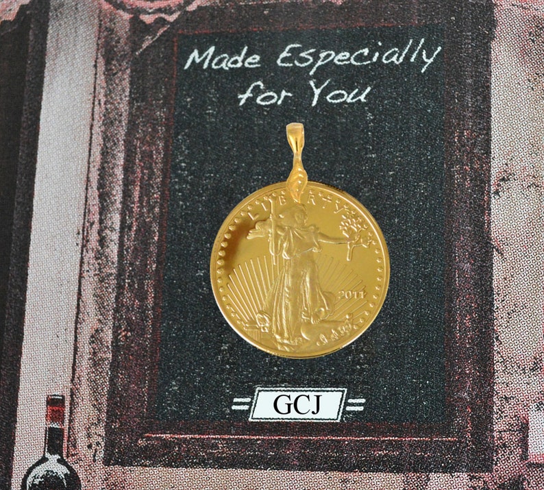 20 Dollar Lady Liberty Coin Necklace Pendant 24k Gold Plated Mens Pendants Accessories No Chain Great Gift Idea Birthday Fathers Day