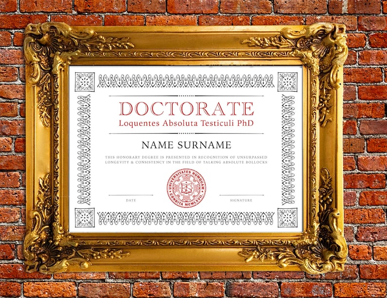 Phd Doctorate in Talking Bllocks Customisable Certificate digital ...