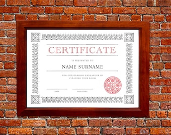 Customizable Appreciation Certificate - Funny Gag Gift (Digital File)