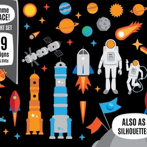 Outer Space Clipart Bundle: Rockets, Astronauts, Planets (SVG & PNG)