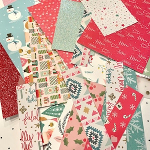 Christmas Scrapbook Paper Pieces! 40 Pieces! Junk journals Scrapbooking! Various small sizes!