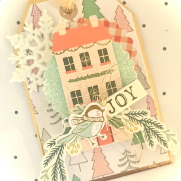 Cute Joy Christmas Tag! Great for gifts scrapbook album junk journals pen pals!