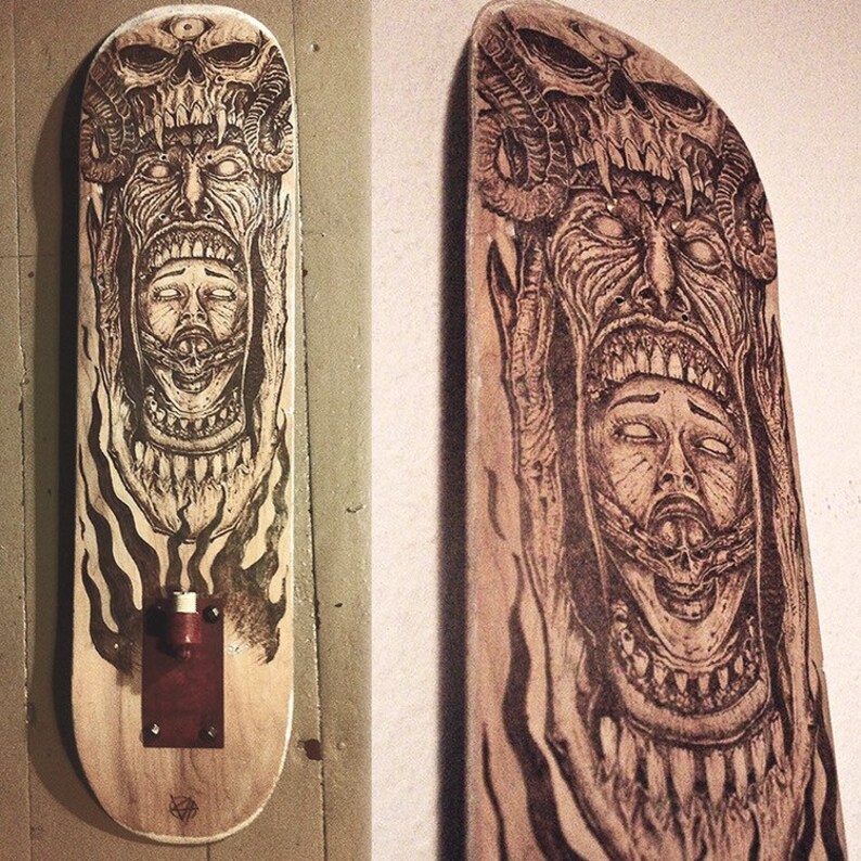 SkHate Lamp Engraved Skateboard Deck
