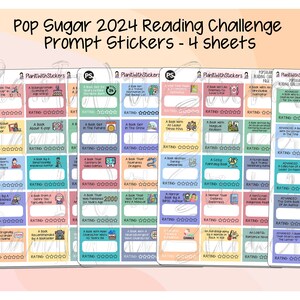 2024 - NEW Popsugar Reading Challenge Planner Sticker Kit Planner Stickers for Journal, Book Planner, and Scrapbooks.