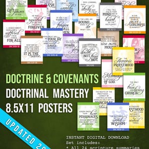 8.5x11 Doctrine & Covenants Doctrinal Mastery Posters for LDS Seminary-DIGITAL DOWNLOAD