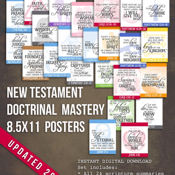 8.5x11 New Testament Doctrinal Mastery Posters for LDS Seminary-DIGITAL DOWNLOAD
